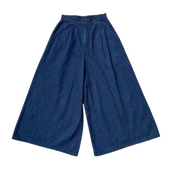 80s vintage highwaisted culotte jeans wideleg gaucho cropped pleated Carlyle - Picture 1 of 10